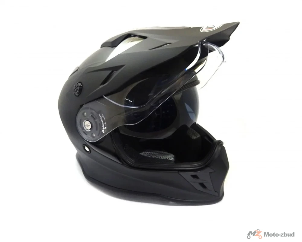 Kask VCAN model H331 Black Matt enduro z szybą i blendą czarny mat S — ujęcie 3