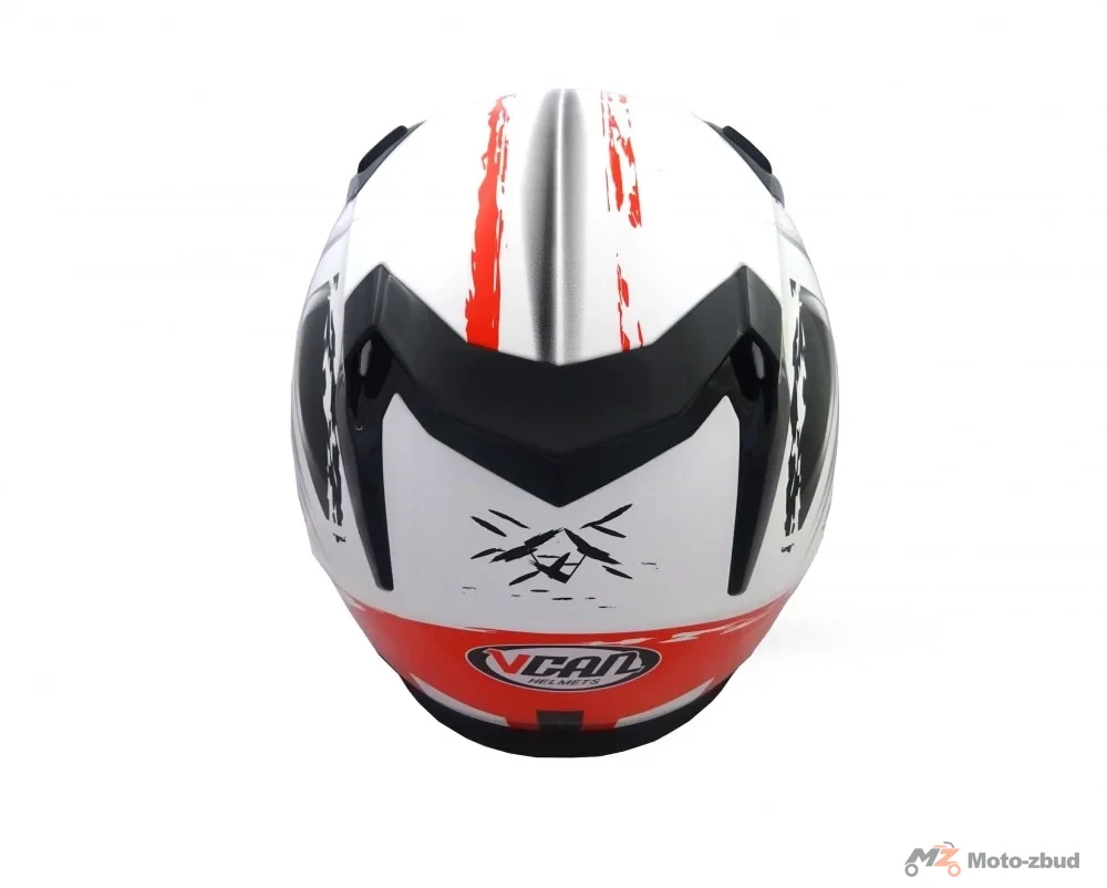 Kask VCAN model V122 white lns-R integralny z blendą biało-czerwono-czarny z grafiką S — ujęcie 4
