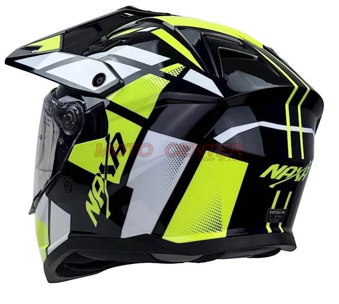 Kask crossowy Naxa CO4 czarno/żółty fluo 2XL szybka, blenda, pinlock — ujęcie 2