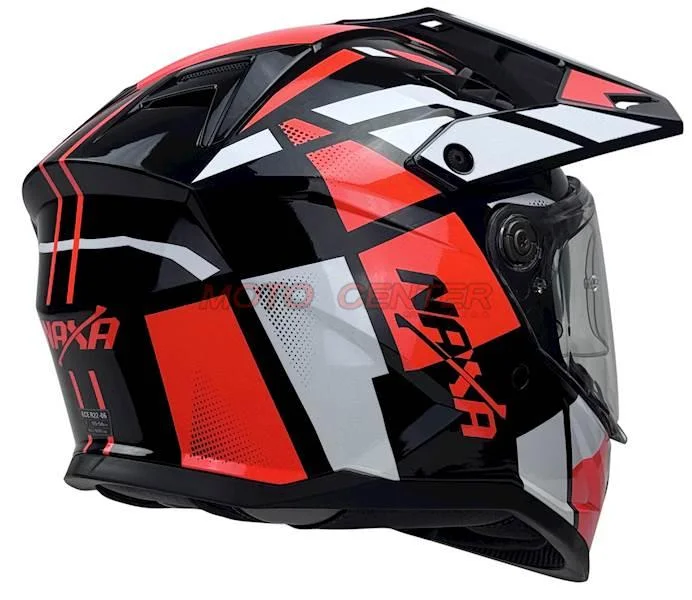 Kask crossowy Naxa CO4 czarno/pomarańczowy 2XL szybka, blenda, pinlock — ujęcie 4