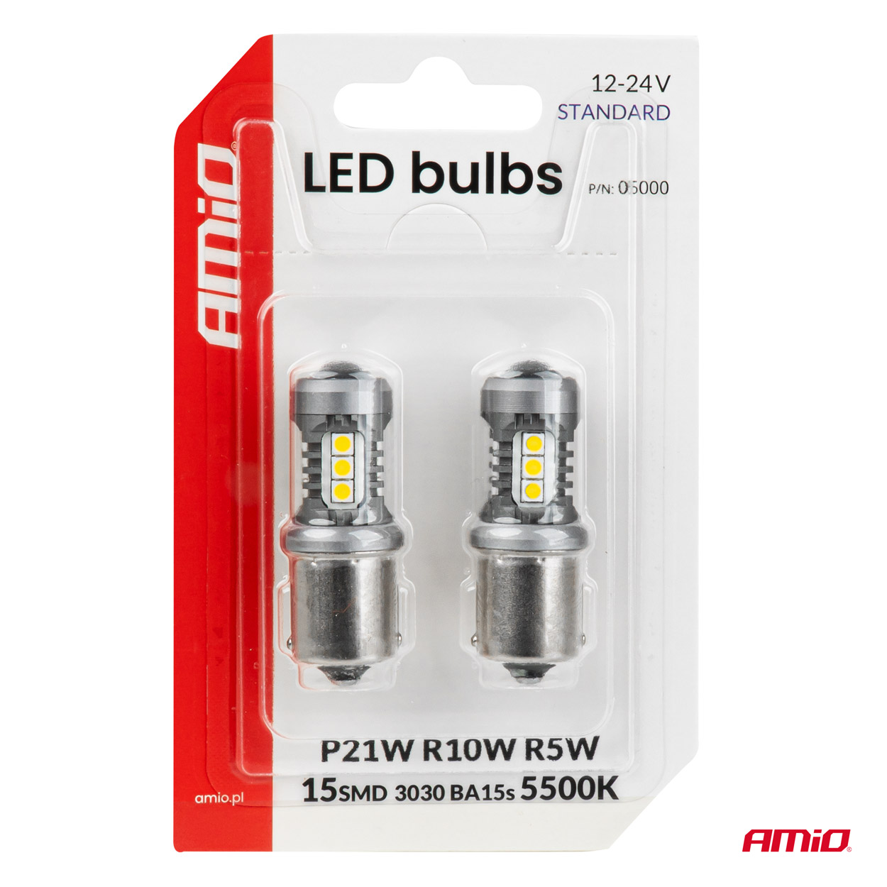 Żarówki LED STANDARD BA15S P21W 3030 15SMD białe 12 V 24 V — ujęcie 4