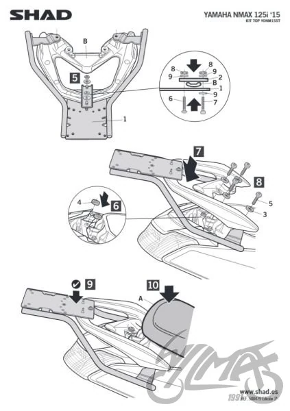 Stelaż kufra centralnego SHAD do Yamaha N MAX 125i — 2015 — KSHY0NM15ST — ujęcie 3