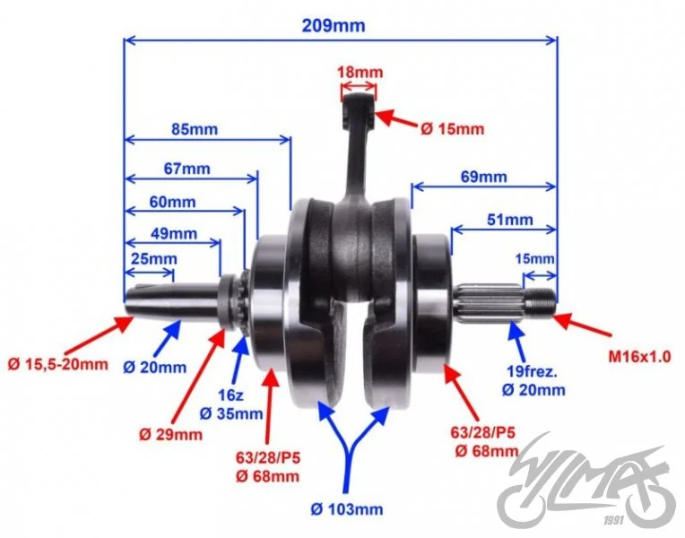 Wał korbowy silnik 162FMJ silnik Loncin CB150 — ujęcie 2