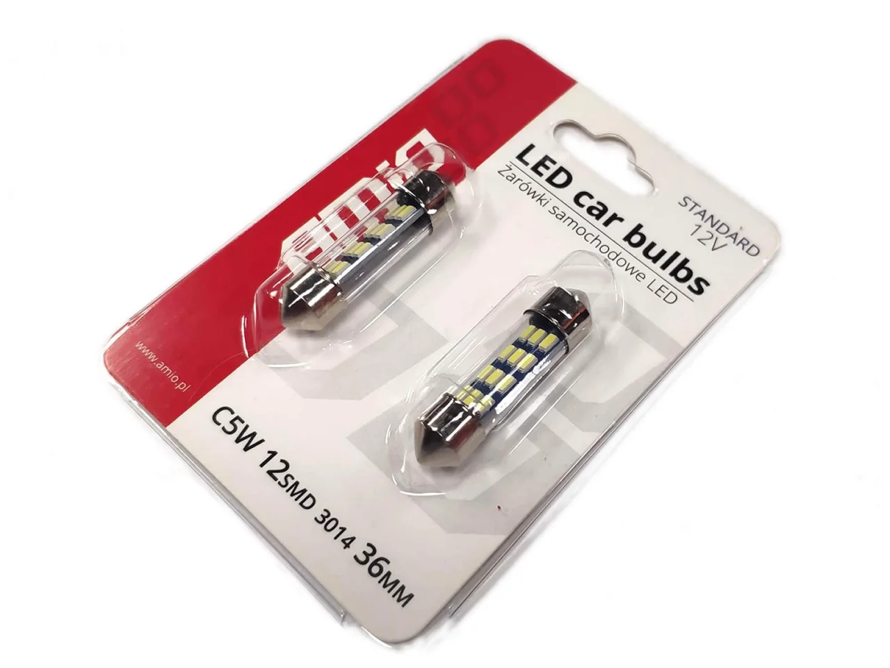 Żarówka rurkowa SV8.5 12V 36mm 12xSMD3014 LED biała (2szt.) — ujęcie 2