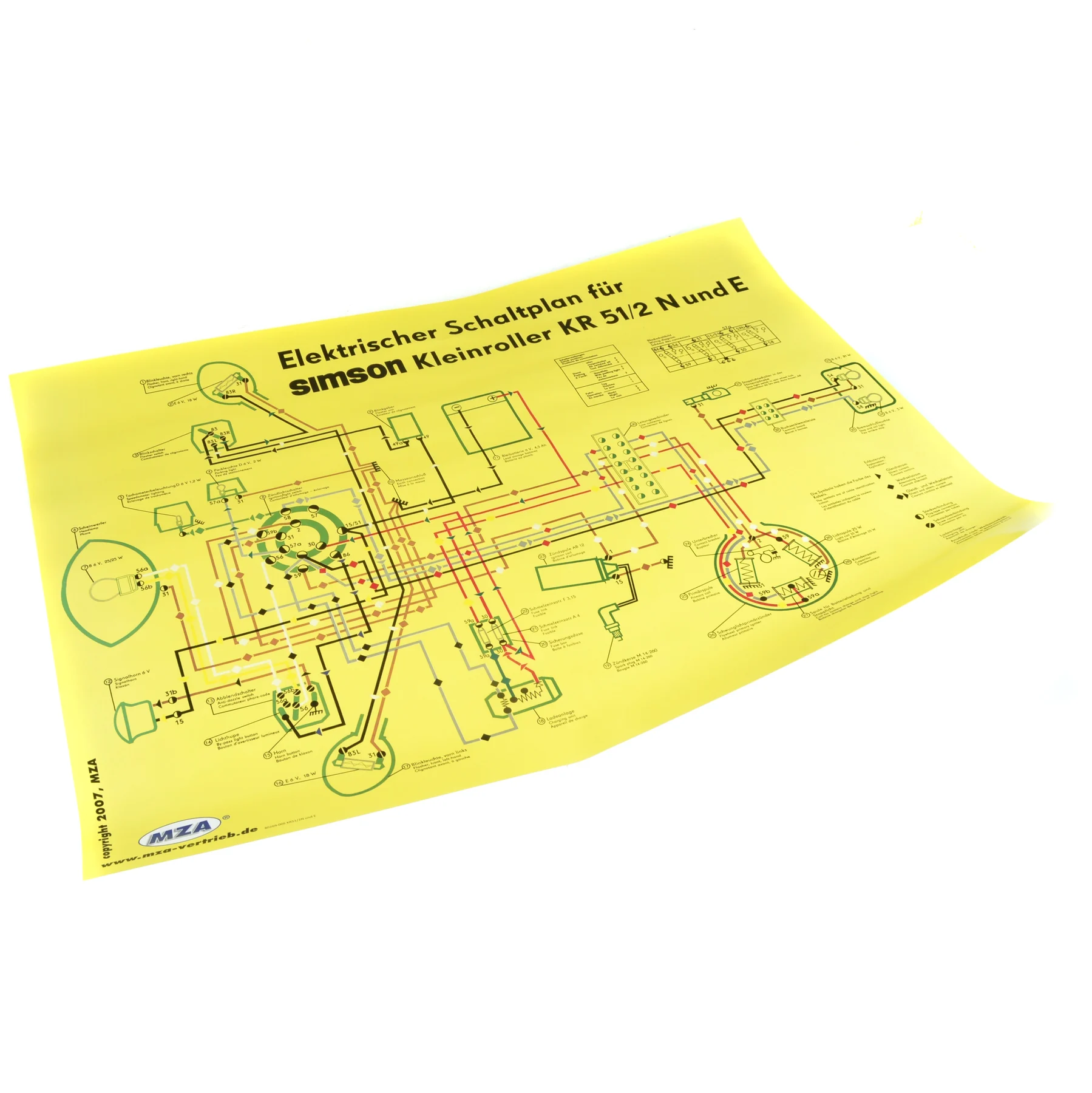 Plakat schemat instalacji Simson KR51/2N KR51/2E MZA — ujęcie 1