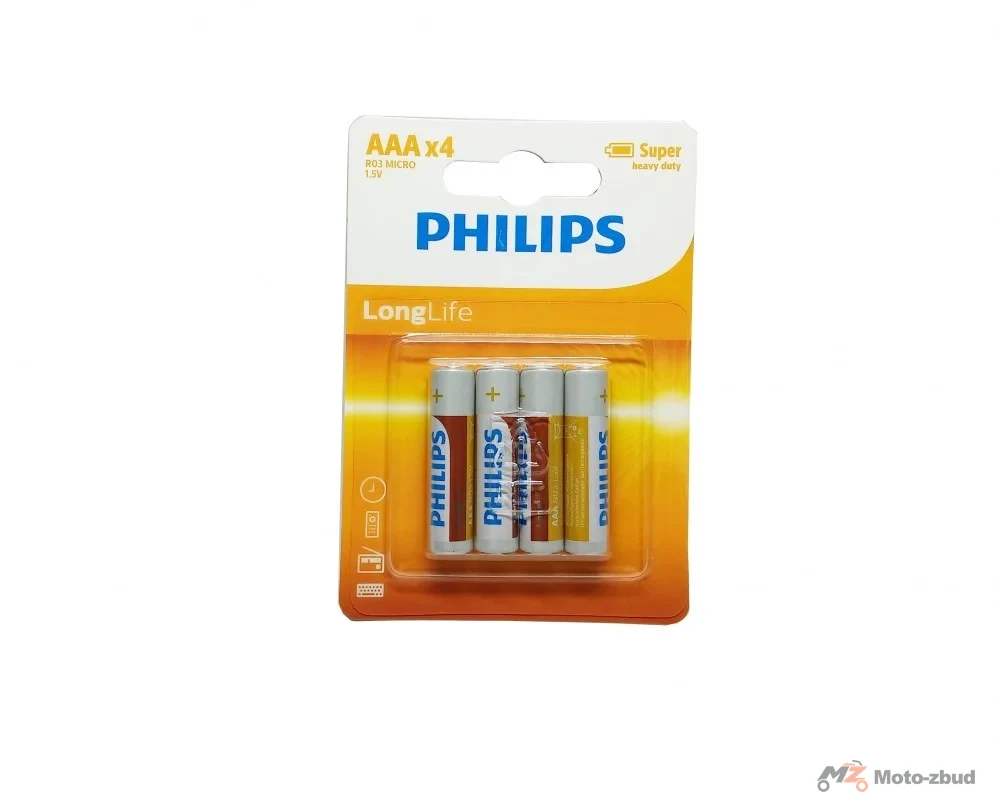 Bateria R03 aaa 1,5 V long life philips (BLISTER-4SZT)