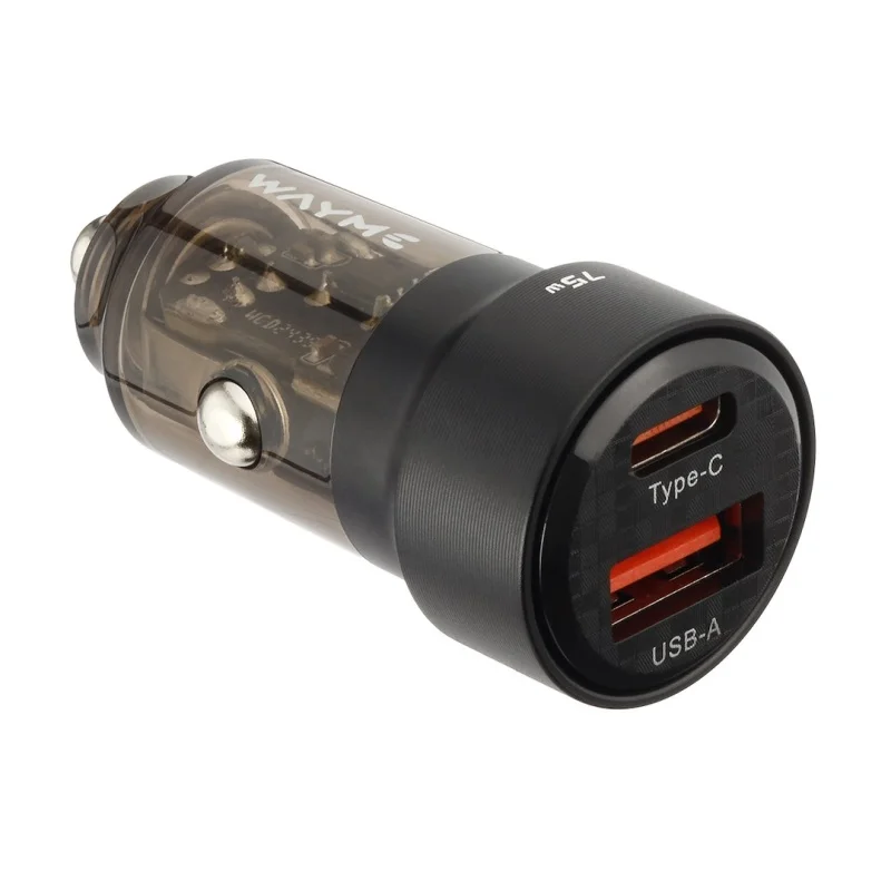 WAYME Ładowarka 12/24V USB 30W + USB-C PD 45W przezroczysta czarna — ujęcie 3