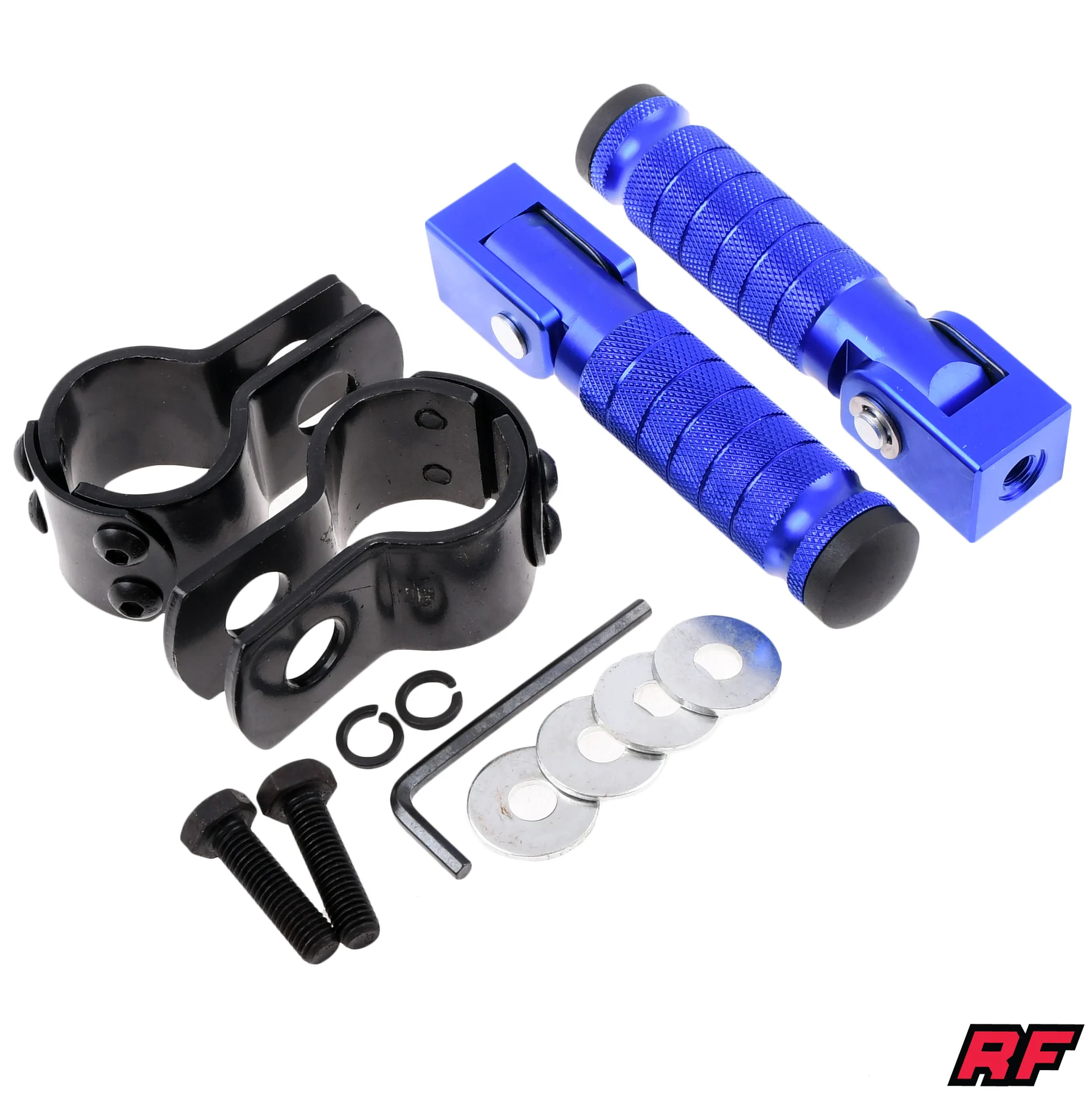 Podnóżek pasażera uniwersalny aluminium CNC niebieski Racing Force kpl. — ujęcie 1