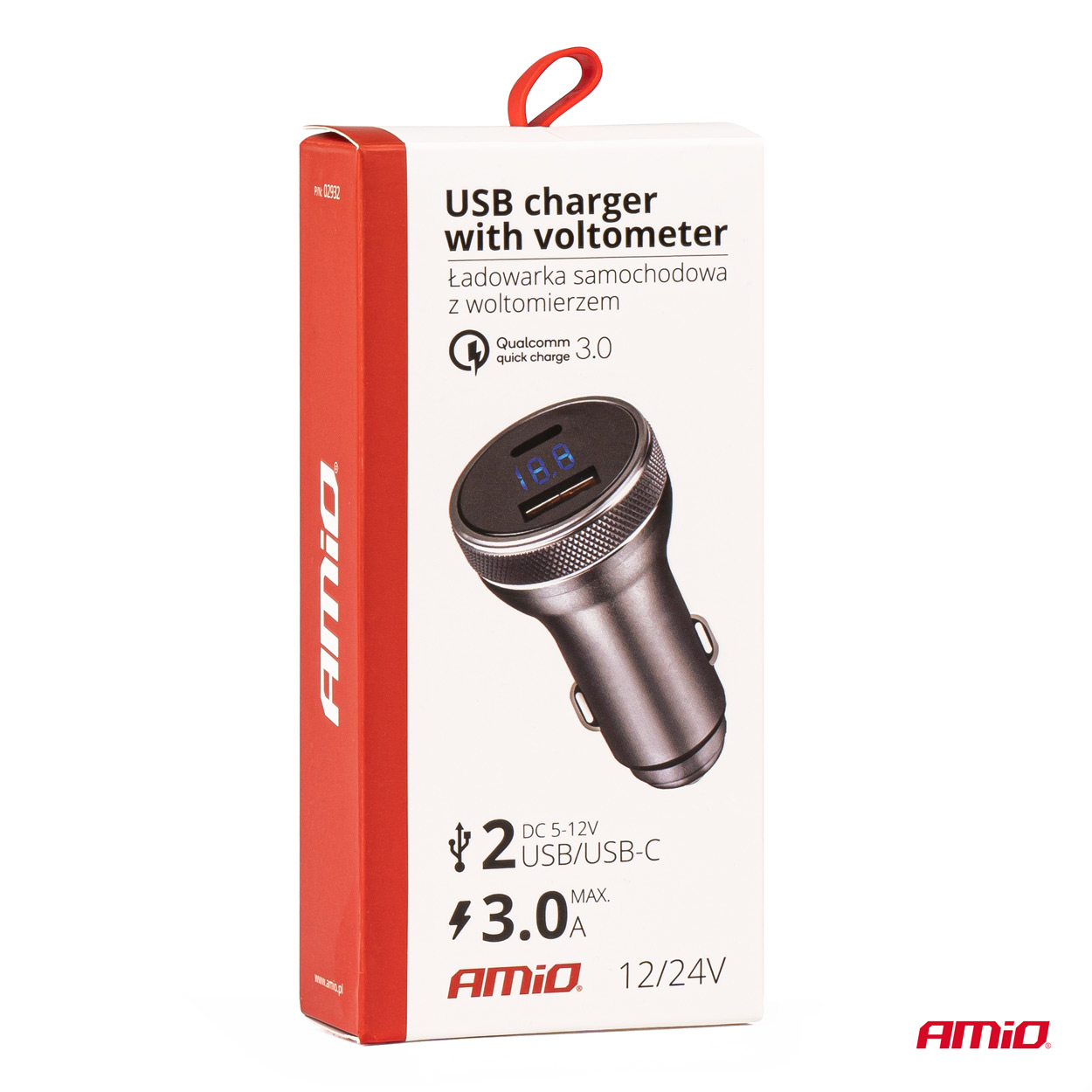 Ładowarka samochodowa z woltomierzem 38 W PCH PRO-06 USB+USB-C 12 V 24 V — ujęcie 6