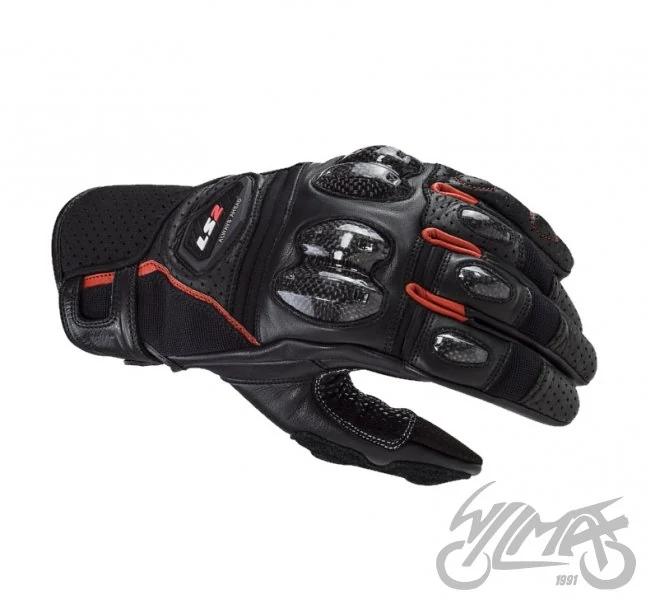 Rękawice motocyklowe LS2 Spark 2 męskie — czarny / czerwony — rozmiar L — ujęcie 1