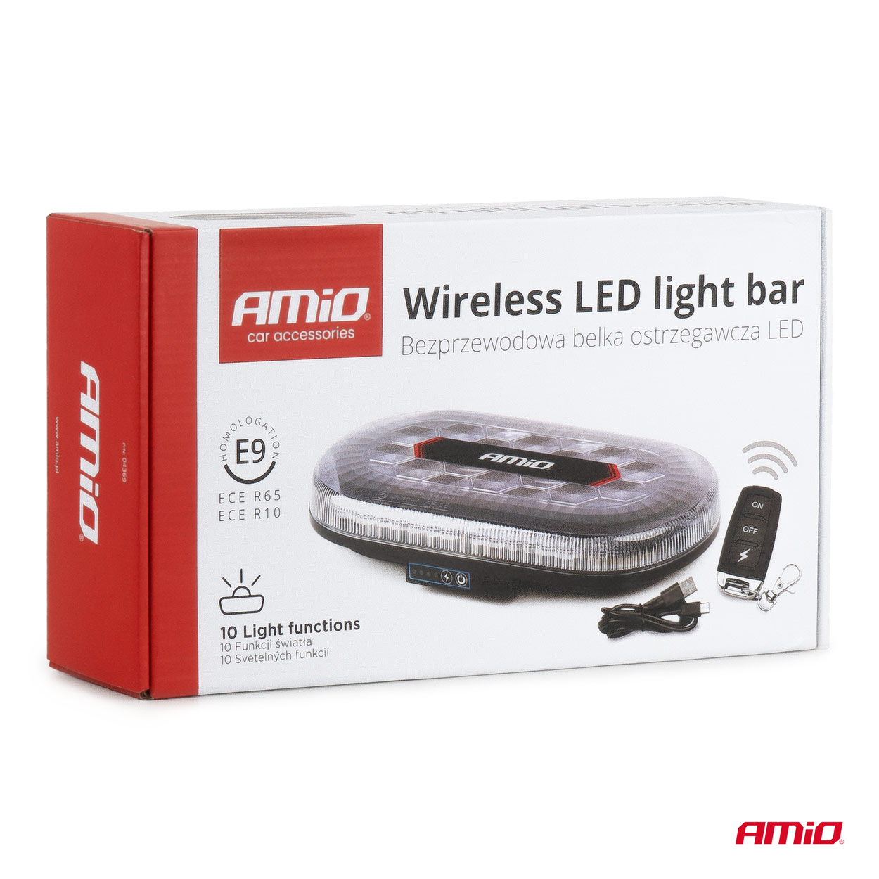 Belka ostrzegawcza bezprzewodowa LED z pilotem R65 R10 326x186x63 26 W 12 V 24 V — ujęcie 15