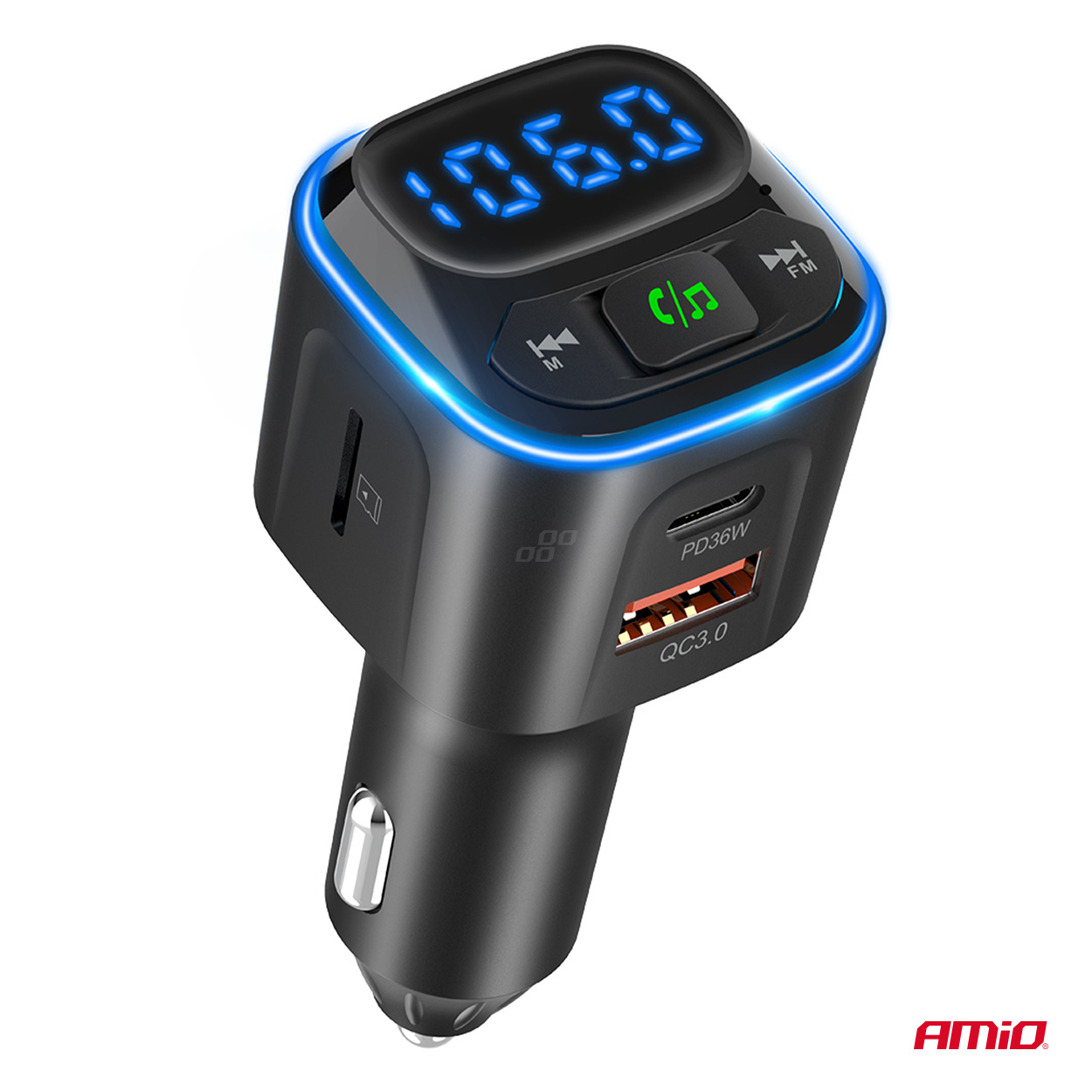 Transmiter samochodowy FM microSD 1×USB-A 2×USB-C 12 V 24 V — ujęcie 10