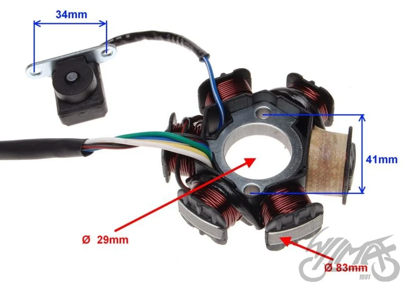 Stator iskrownik 6 cewek bez koła magn ATV 110 — ujęcie 2