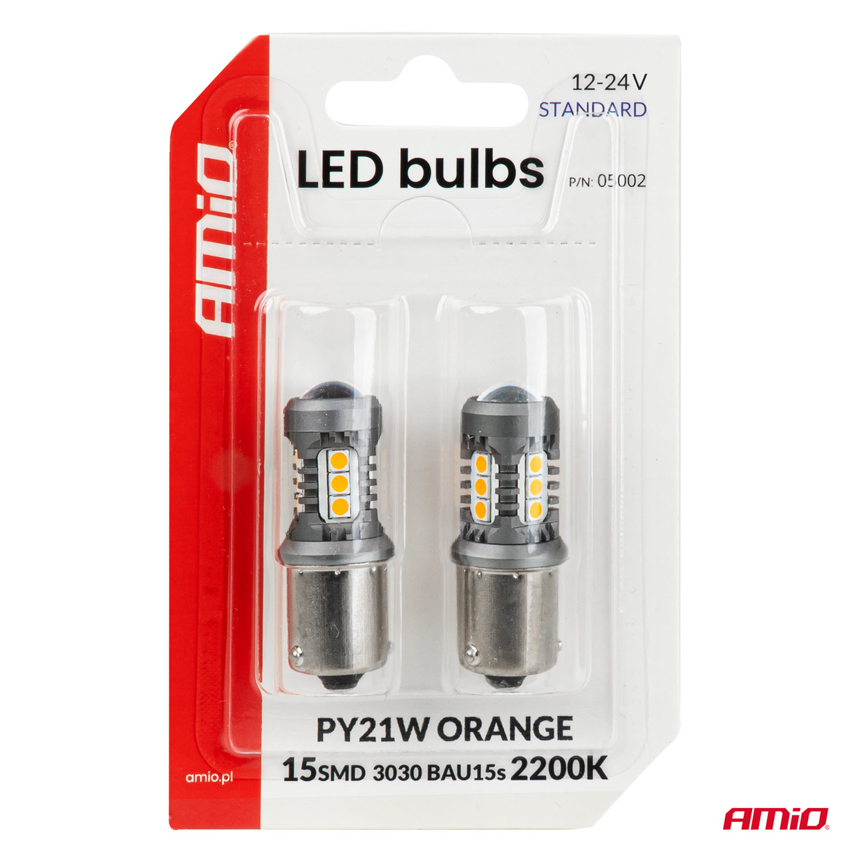 Żarówki LED STANDARD BAU15S PY21W 2x1860SMD 3030 15SMD pomarańczowe 12 V 24 V — ujęcie 4