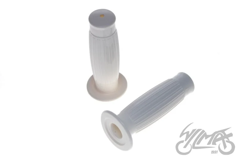 Chwyty kierownicy retro 22/25 mm — białe, para — ujęcie 1