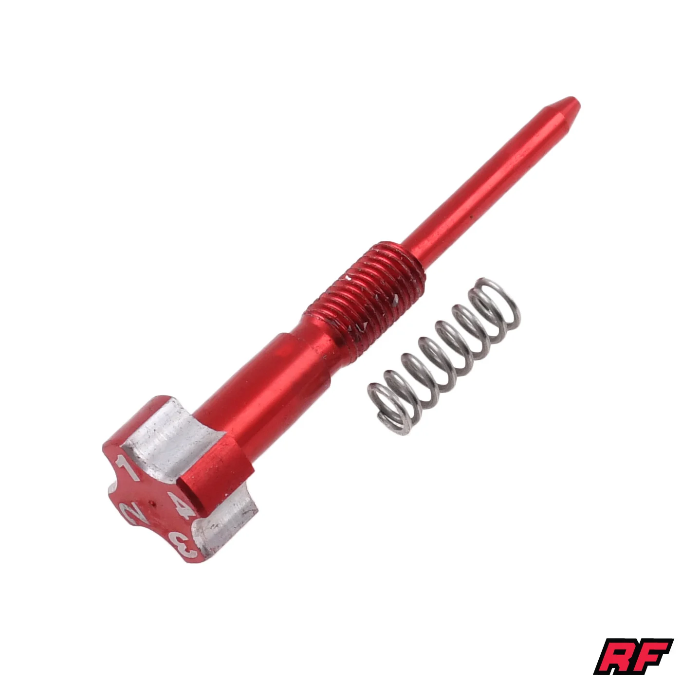 Śruba regulacji mieszanki gaźnika PWK aluminium CNC czerwona Racing Force — ujęcie 1