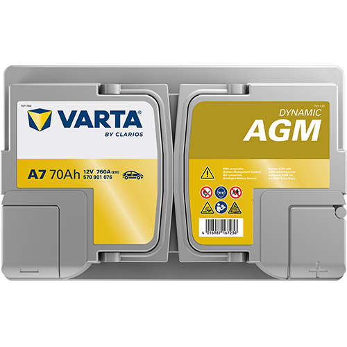 Akumulator 70 Ah 760A 278×175×190/P+ AGM Start-stop Varta 570901076K262 — ujęcie 4