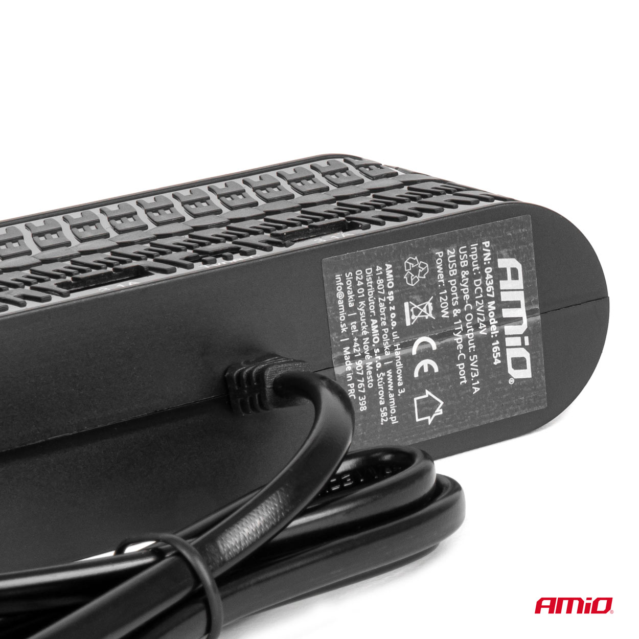 Rozdzielacz gniazda zapalniczki z ładowarką 2x USB-A 1x USB-C 12 V 24 V 120 W 80 cm — ujęcie 5