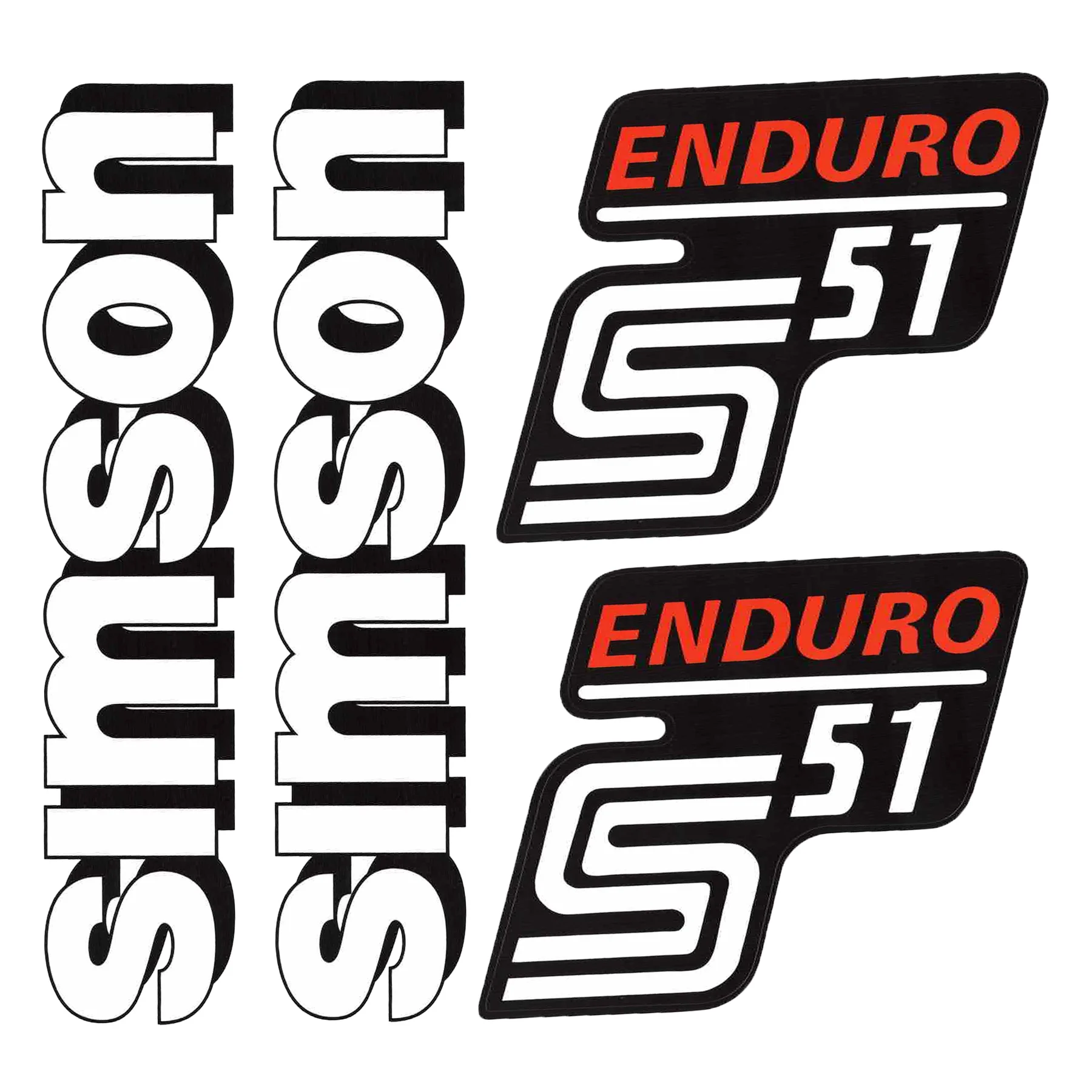 Naklejka Simson pokrywy i zbiornika S51 enduro biała / czerwona premium kpl. — ujęcie 1