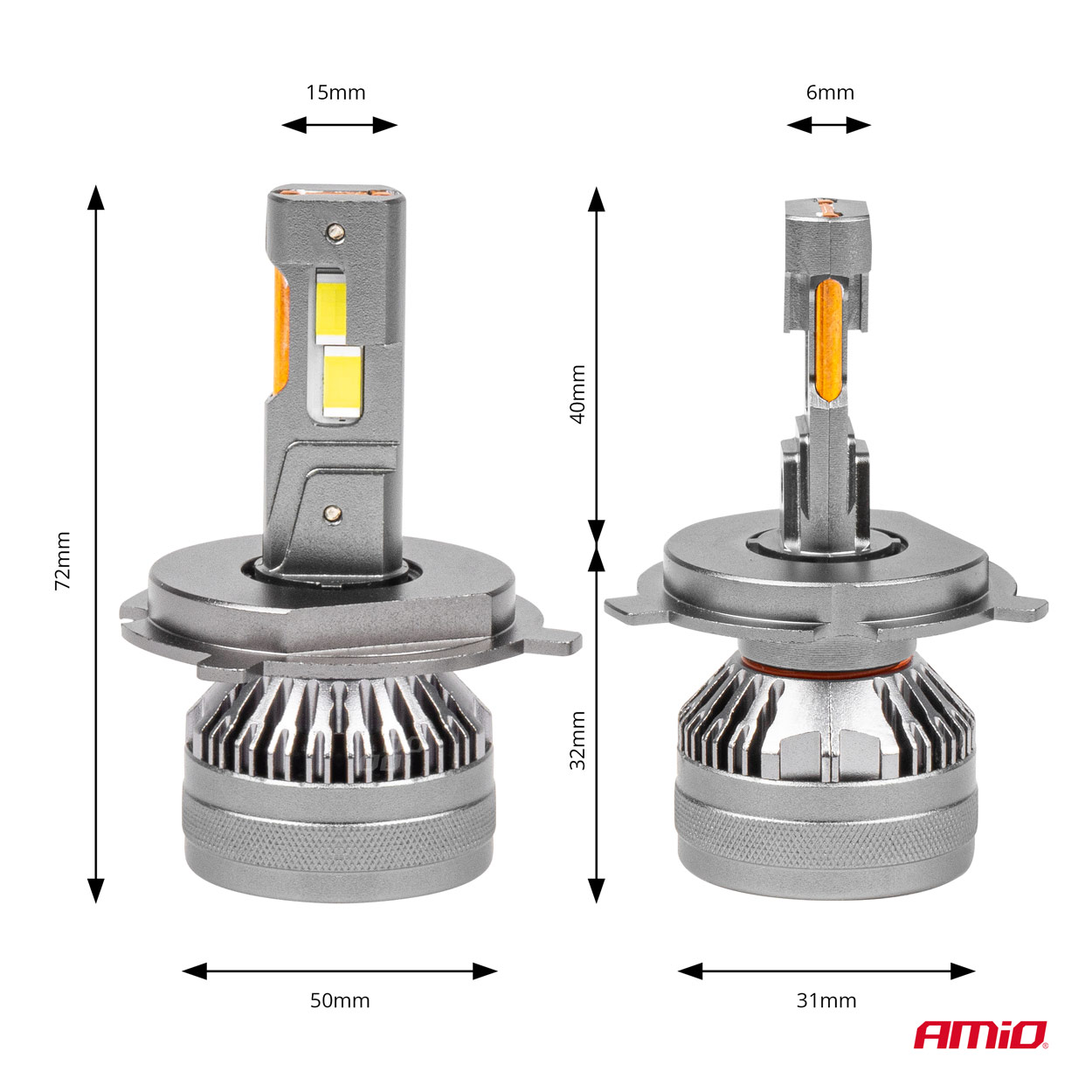 Żarówki samochodowe LED seria HP Full Canbus H4/H19 12 V 24 V 6500K — ujęcie 6