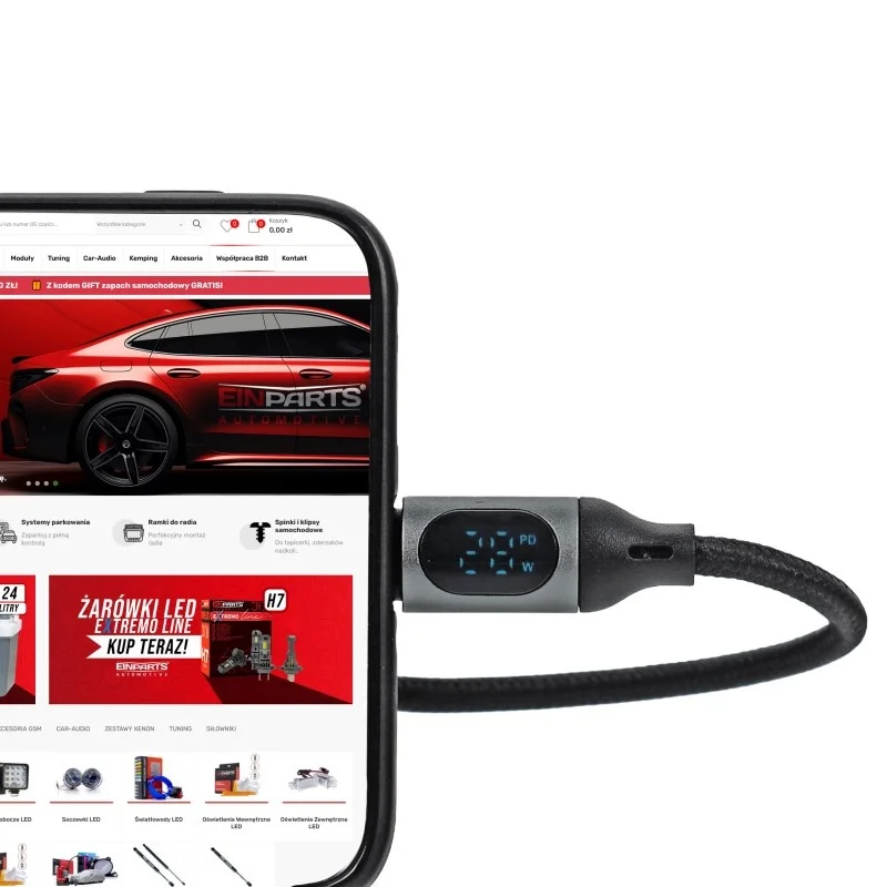 Kabel USB-C do USB-C 1 m, 45 W PD/QC 3.0 EKRAN LCD — ujęcie 2