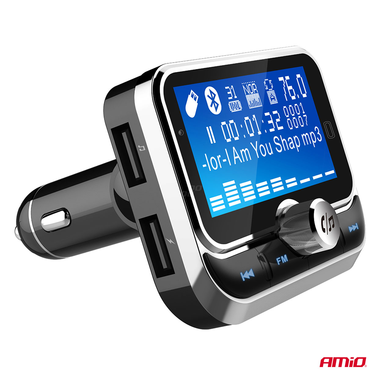 Transmiter samochodowy FM z pilotem 2×USB-A 12 V 24VAMIO-04657 — ujęcie 11