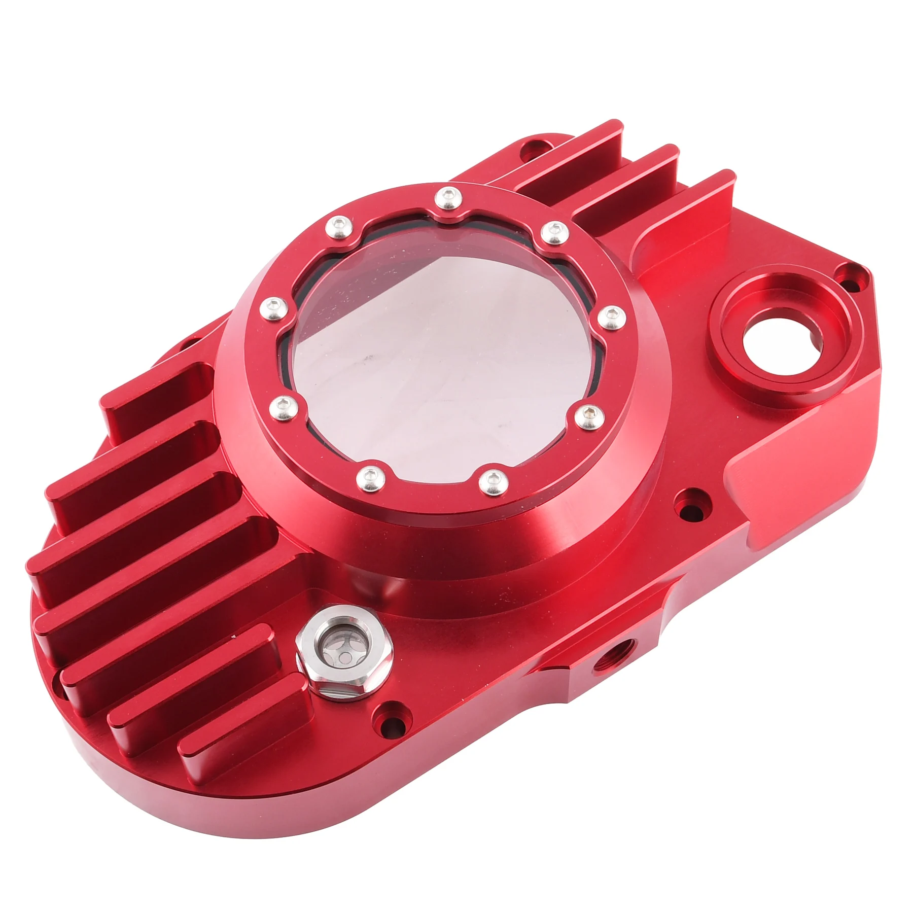 Pokrywa silnika Simson S51 SR50 lewa aluminium CNC clear czerwona + śruby DPR Performance — ujęcie 5