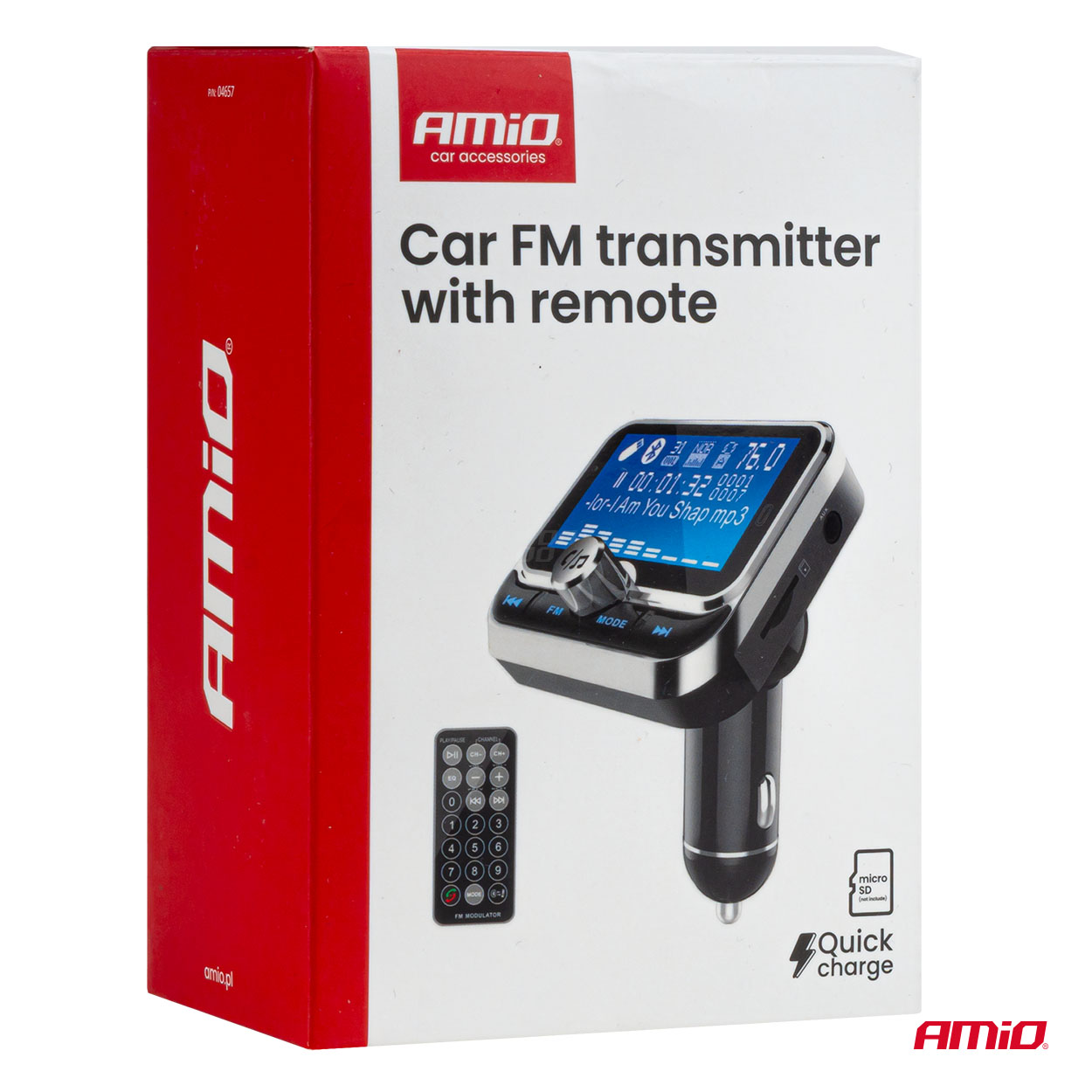 Transmiter samochodowy FM z pilotem 2×USB-A 12 V 24VAMIO-04657 — ujęcie 12