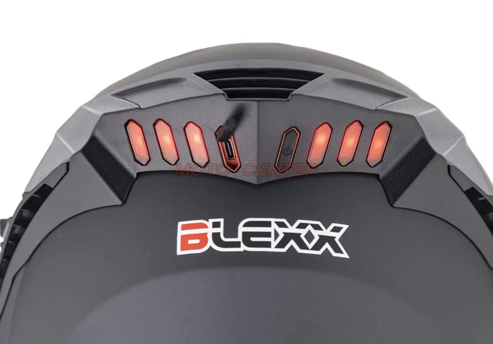 Kask zamknięty z blendą i lampą LED BLEXX FF953 grafit mat L ECER22.06 — ujęcie 7