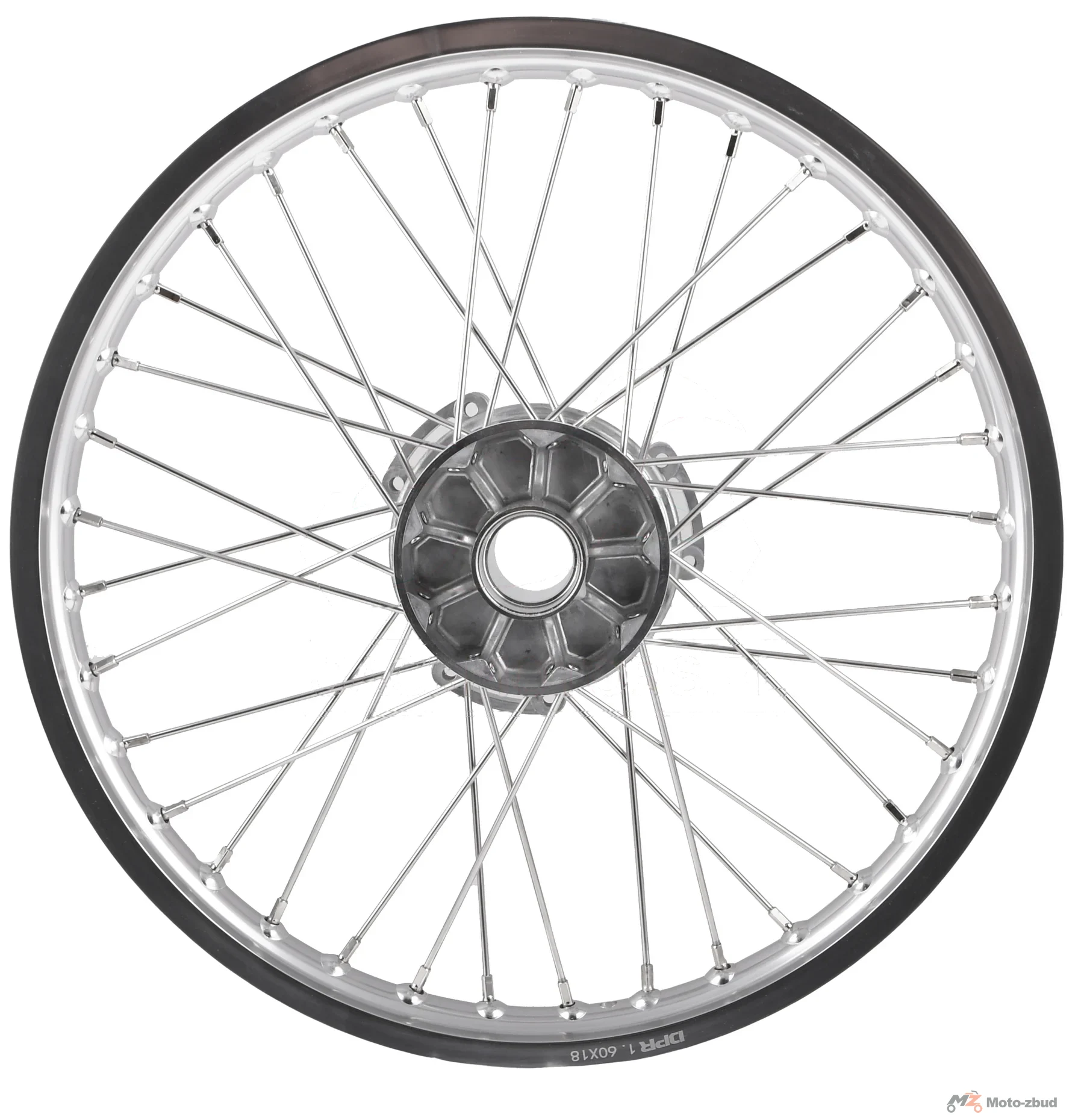 Koło jezdne przód MZ ETZ 1,6 × 18 aluminium DPR Classic hamulec tarczowy srebrna piasta + szprychy INOX — ujęcie 2