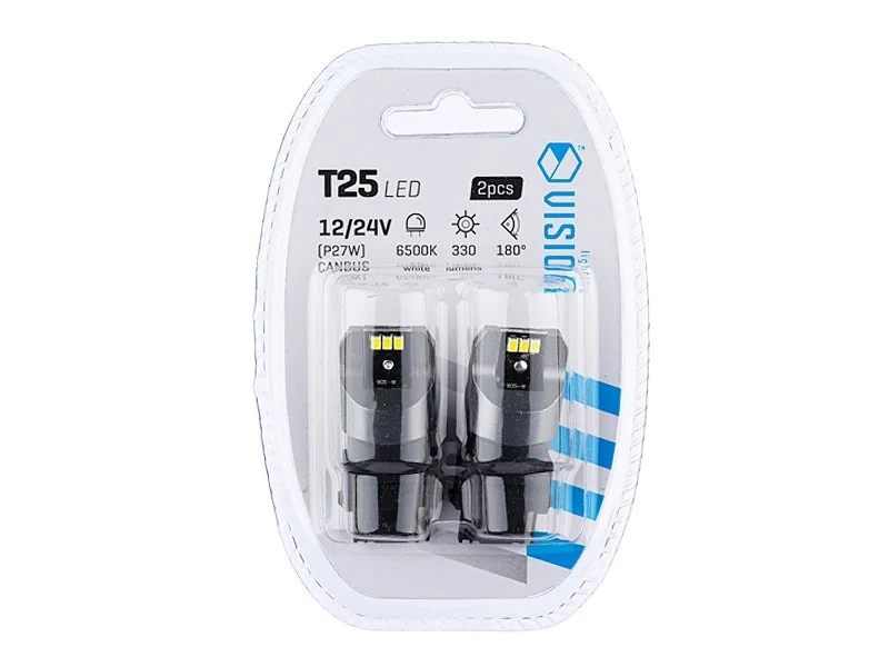 Żarówka P27W T25 12V/24V 6xLED SMD3020 CANBUS NONPOLAR biała VISION (2szt.) — ujęcie 3