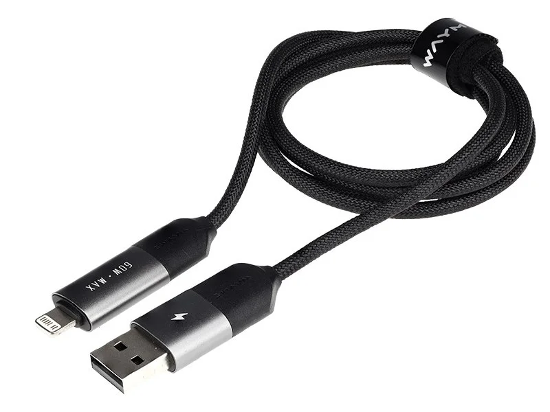 WAYME Kabel do ładowania i synchronizacji w oplocie z mikrofibry, 100 cm (4w1) USB / C > USB-C / Lightning max 60W — ujęcie 4