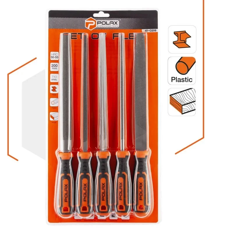 Zestaw pilników do metalu 200mm Polax, 5 szt. — ujęcie 4