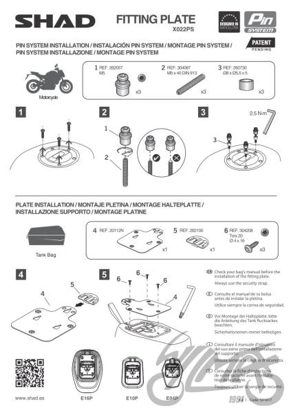 Adapter torby SHAD Pin System X022PS — Benelli / Keeway — ujęcie 4