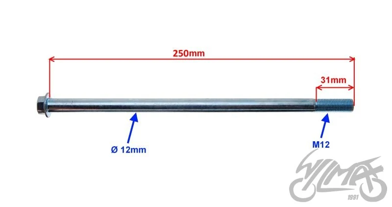Oś koła przód fi12 × 250 CPI GTX50, GTX125 — ujęcie 2