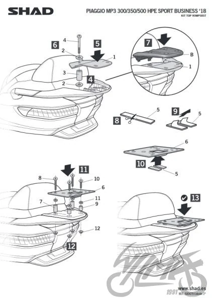 Stelaż kufra centralnego SHAD do Piaggio MP3 350 / MP3 500 HPE S — ujęcie 3