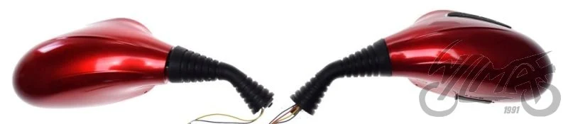 Lusterka z głośnikami, MP3 i radiem, czerwone — M8 × 1,25, para — ujęcie 1