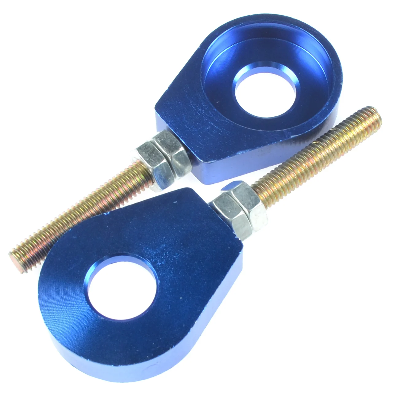 Napinacz łańcucha Simson S51 SR 50 niebieski aluminium CNC anoda Racing Force kpl. — ujęcie 1