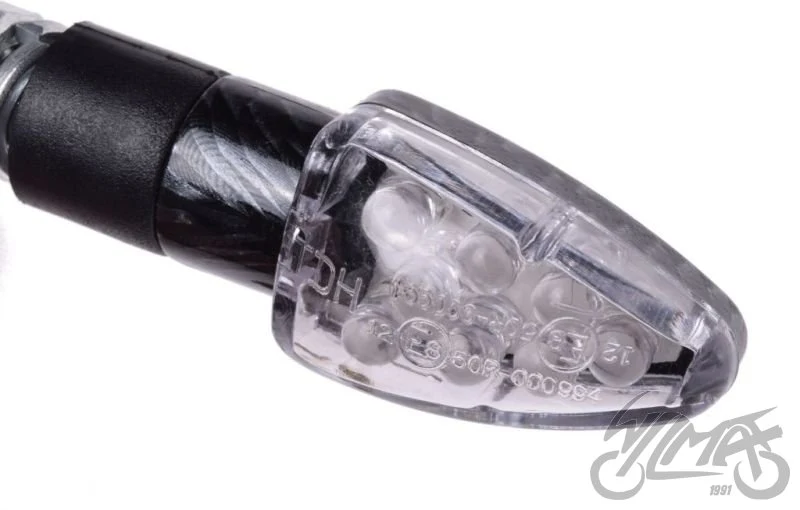 Kierunkowskazy mini LED carbon, biały klosz, 12 V 1 W — para — ujęcie 3