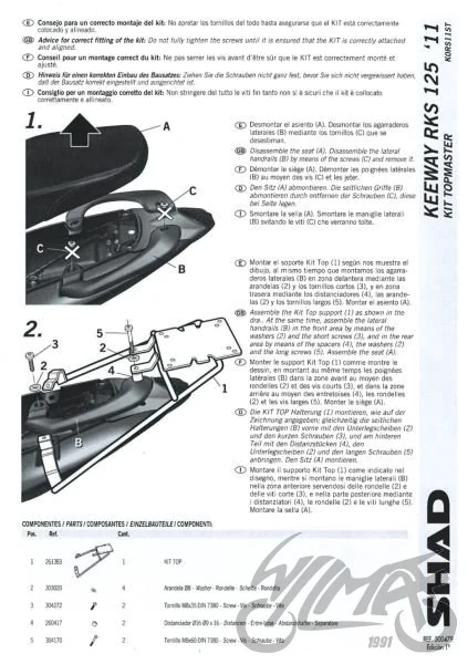 Stelaż kufra centralnego SHAD do Keeway RKS125 / RKS150 / RKS200 / RKS200S — ujęcie 2