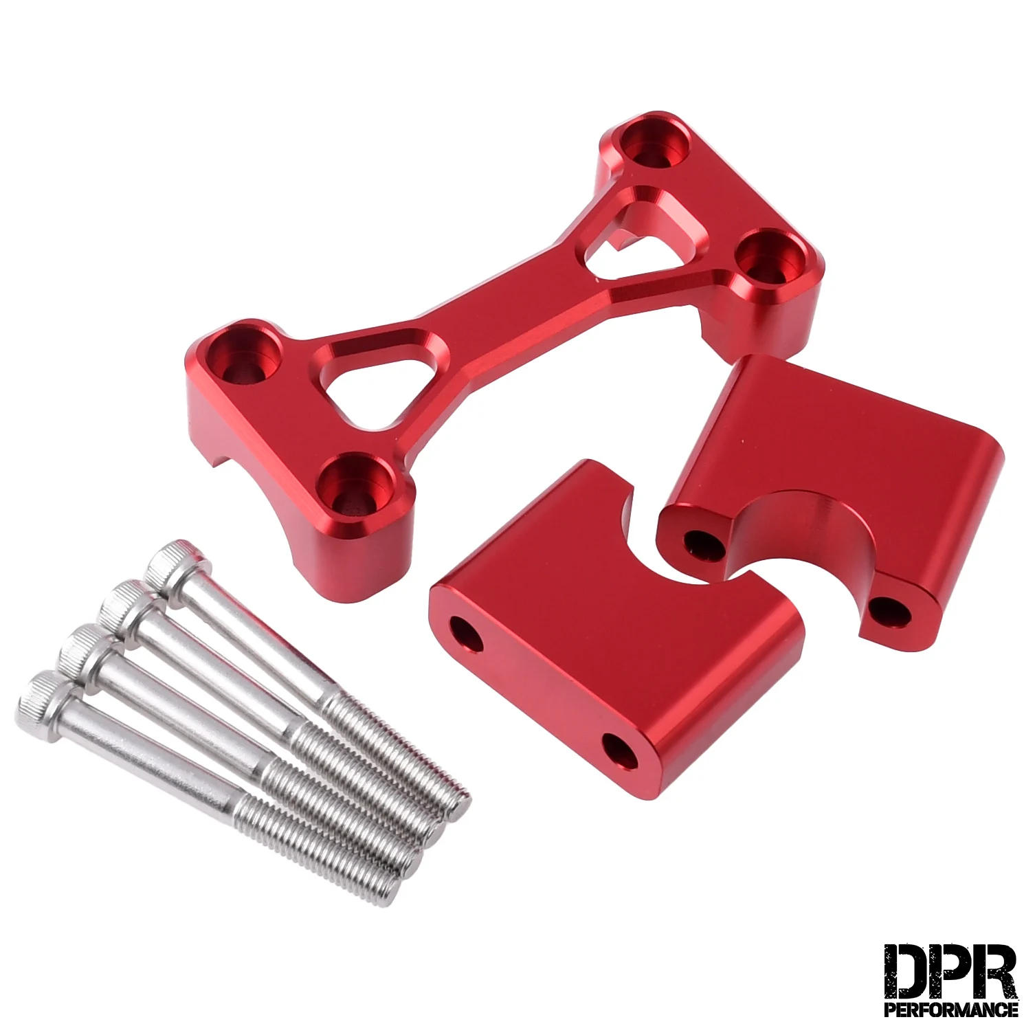 Zacisk kierownicy Simson S51 S50 aluminium CNC V1 czerwony kpl. DPR Performance — ujęcie 1