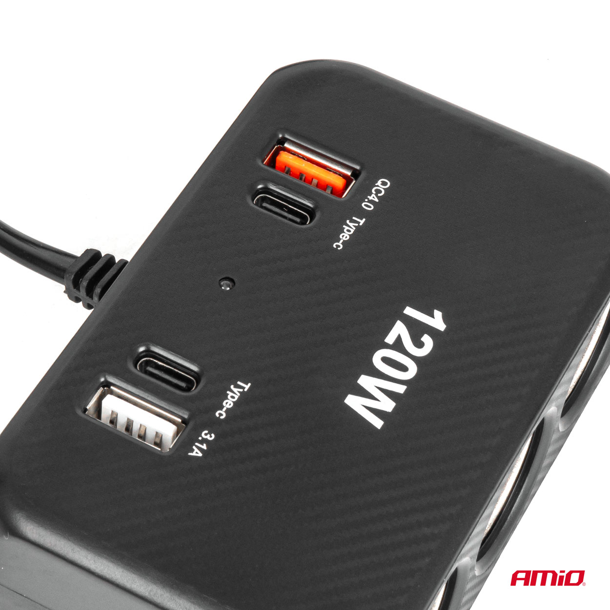 Rozdzielacz gniazda zapalniczki z ładowarką 2x USB-A 1x USB-C QC4.0 12 V 24 V 120 W 80 cm — ujęcie 6