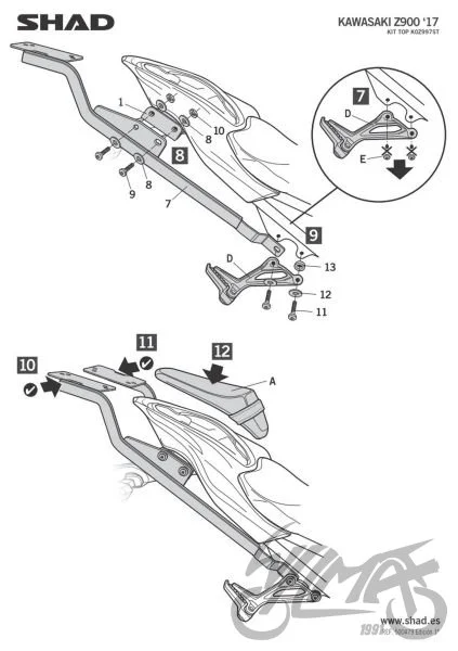 Stelaż kufra tył SHAD do Kawasaki z 900 — ujęcie 3