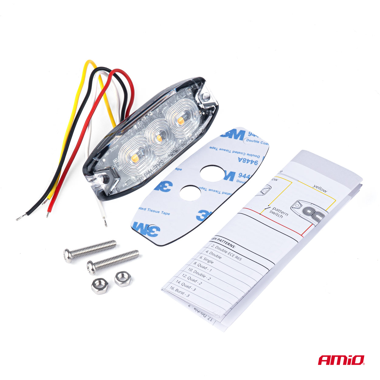 Lampa błyskowa ostrzegawcza płaska 3 LED R65 R10 12-24V — ujęcie 3