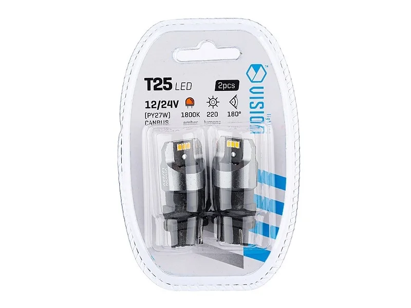 Żarówka PY27W T25 12V/24V 6xLED SMD3020 CANBUS NONPOLAR pomarańczowa VISION (2szt.) — ujęcie 2