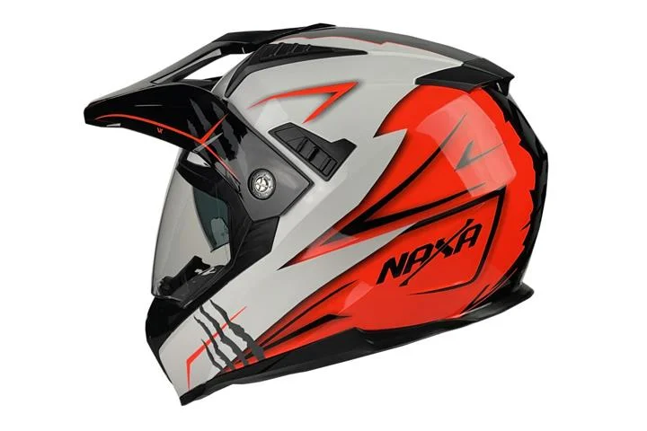 Kask crossowy Naxa CO3 biało pomarańczowy XL szybka, blenda — ujęcie 2