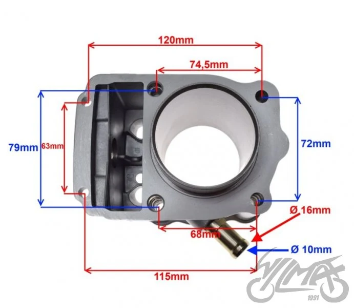 Cylinder ATV 200 Loncin 4T LC, wariant 63,00, bez tłoka — ujęcie 2