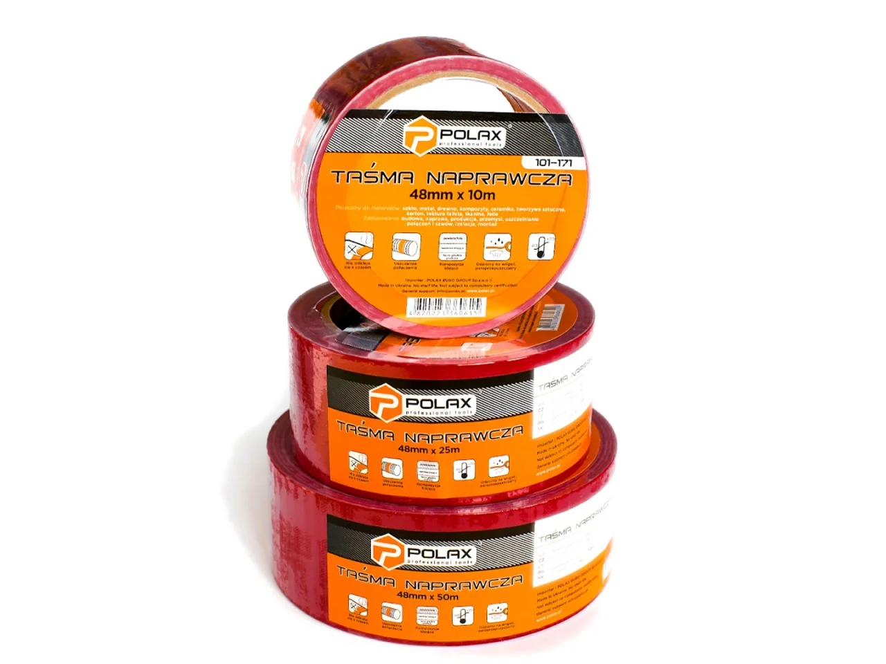 Taśma klejąca naprawcza 48mm x 25m czerwona — ujęcie 2