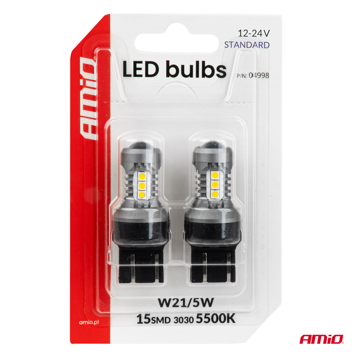 Żarówki LED STANDARD 7443 W21/5W 3030 15SMD białe 12 V 24 V — ujęcie 4