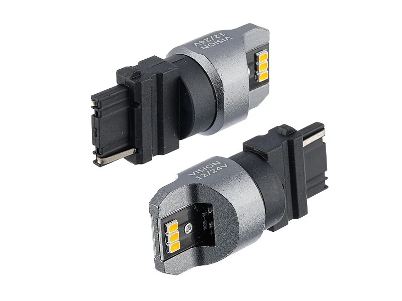 Żarówka PY27W T25 12V/24V 6xLED SMD3020 CANBUS NONPOLAR pomarańczowa VISION (2szt.) — ujęcie 3
